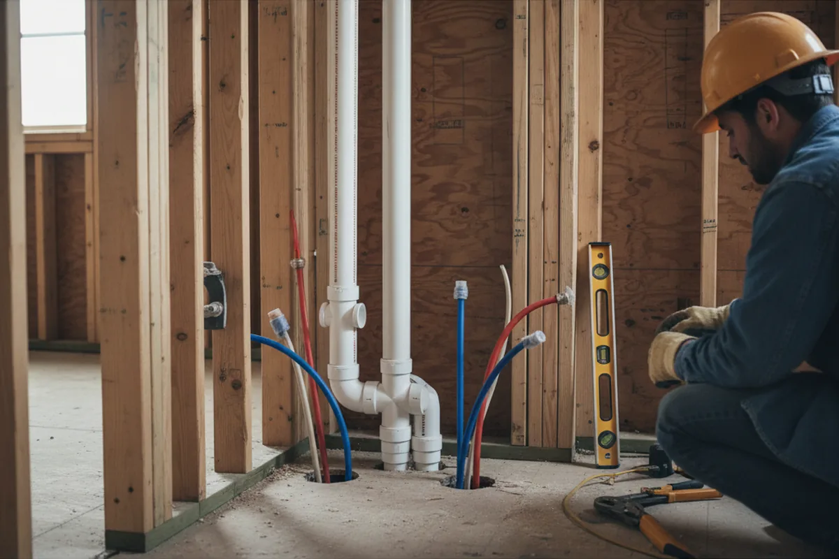 Drain and supply rough-in during Garbage Disposal Repair in Copperas Cove