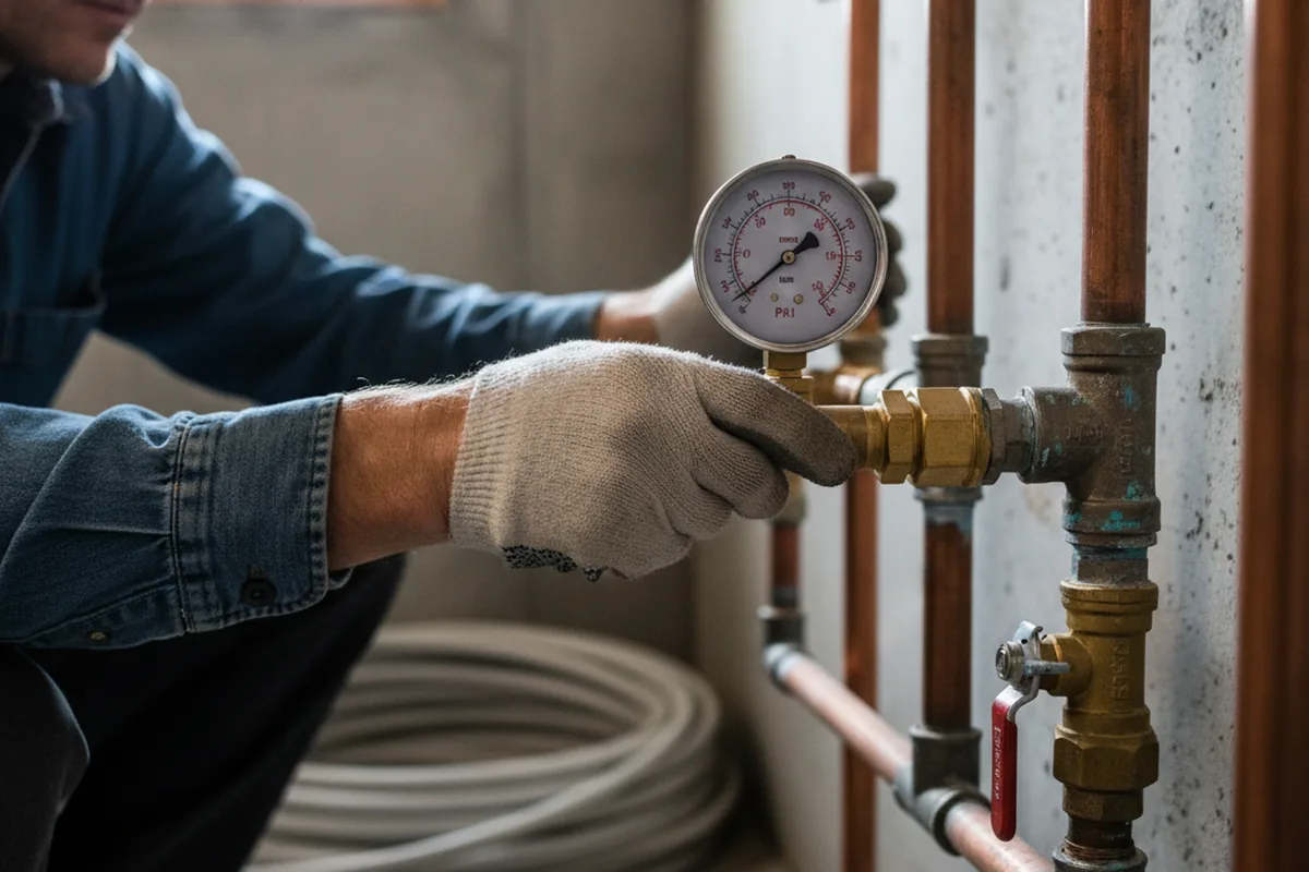 Pressure testing a repaired line during Water Line Repair in Copperas Cove